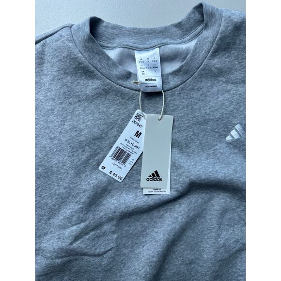 adidas Women's Essentials Feel Cozy Logo Fleece Sweatshirt NWT GREY SIZE M - Picture 6 of 10